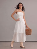Robe longue bohème blanche à fleurs en relief