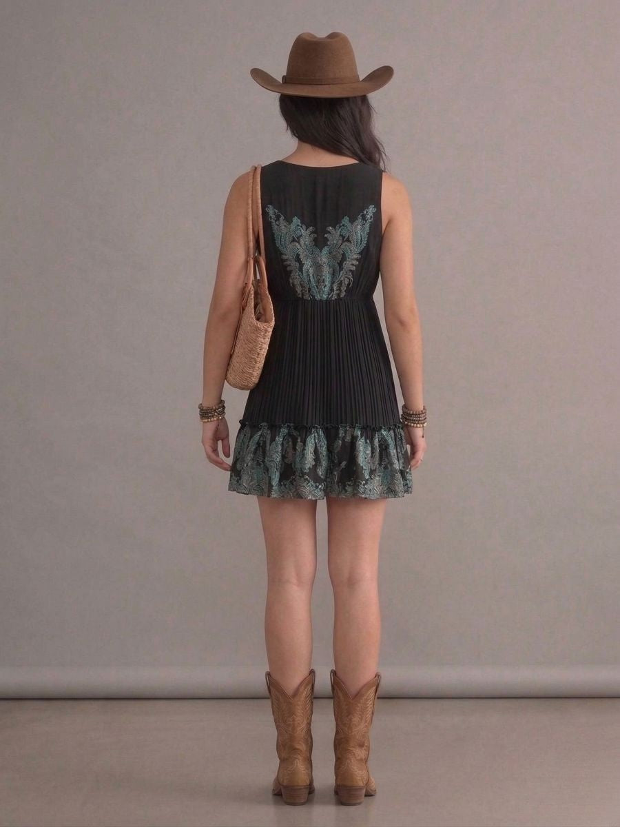 Robe bohème cow-girl occidentale imprimé floral