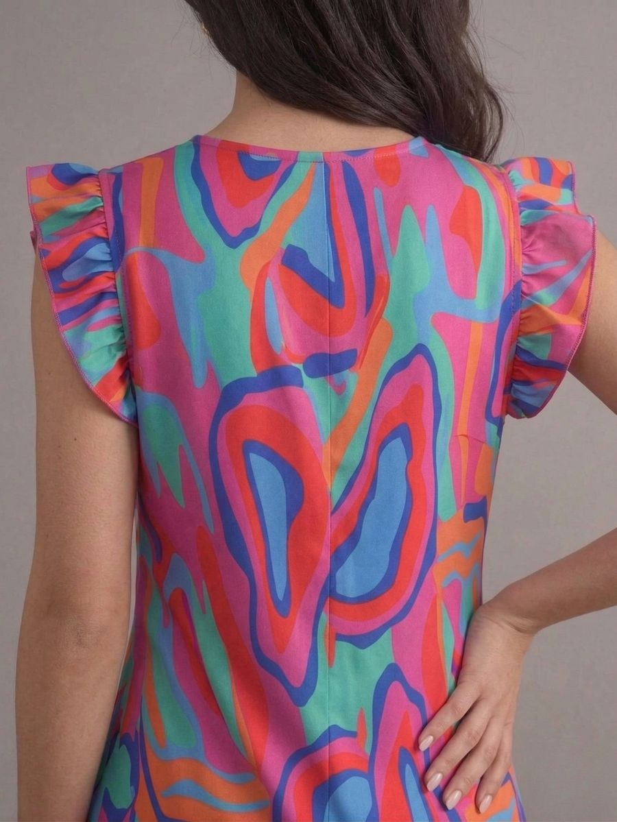 Robe courte bohème grande taille à imprimé floral