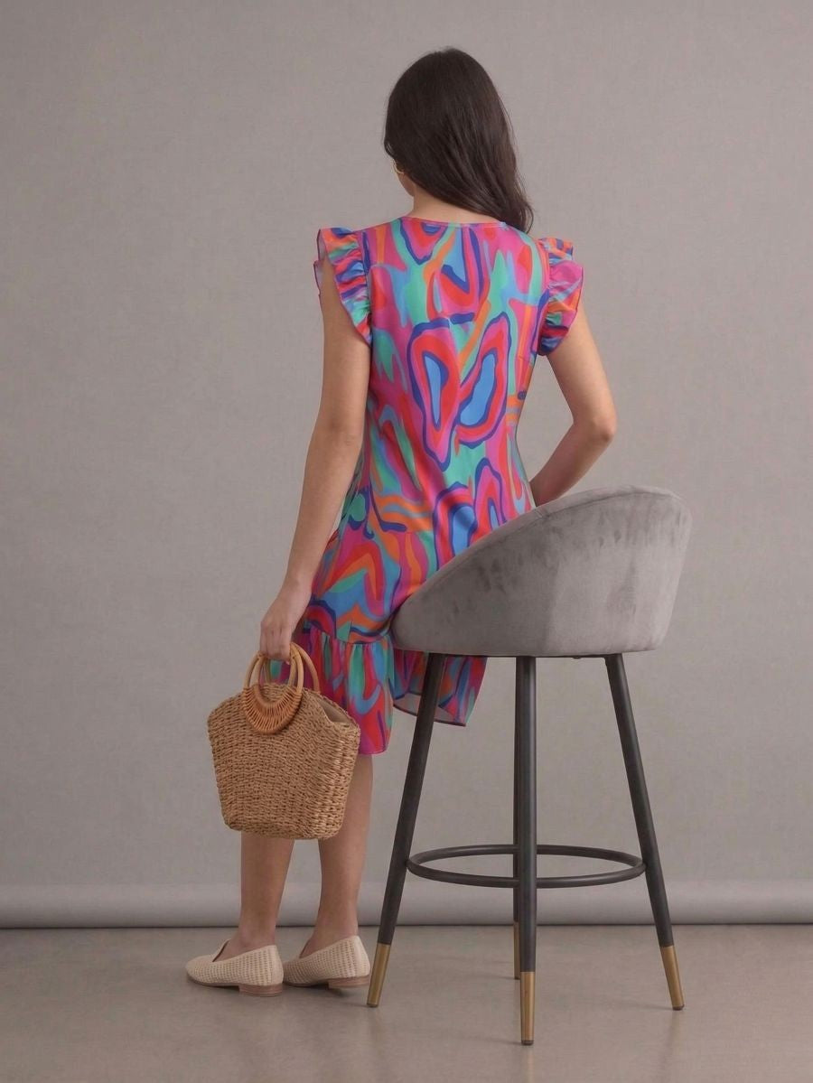 Robe courte bohème grande taille à imprimé floral