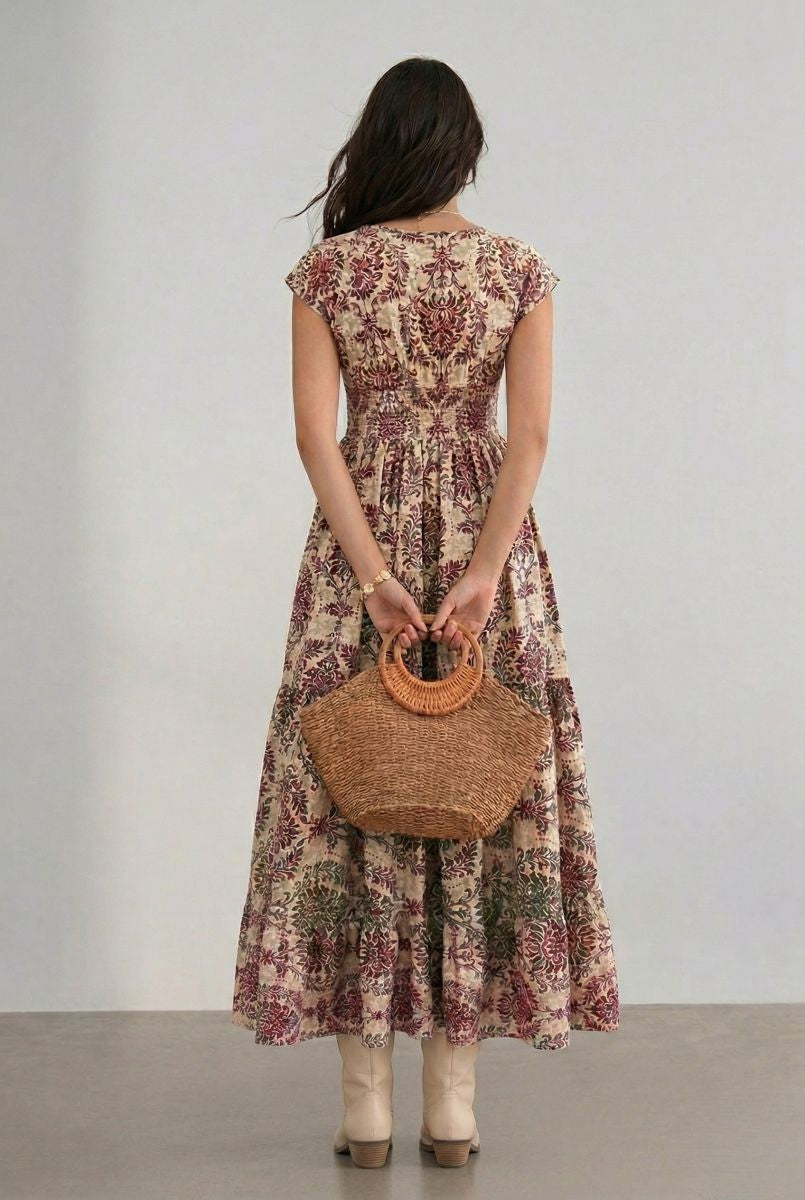 Robe bohème grande taille fleurie violet