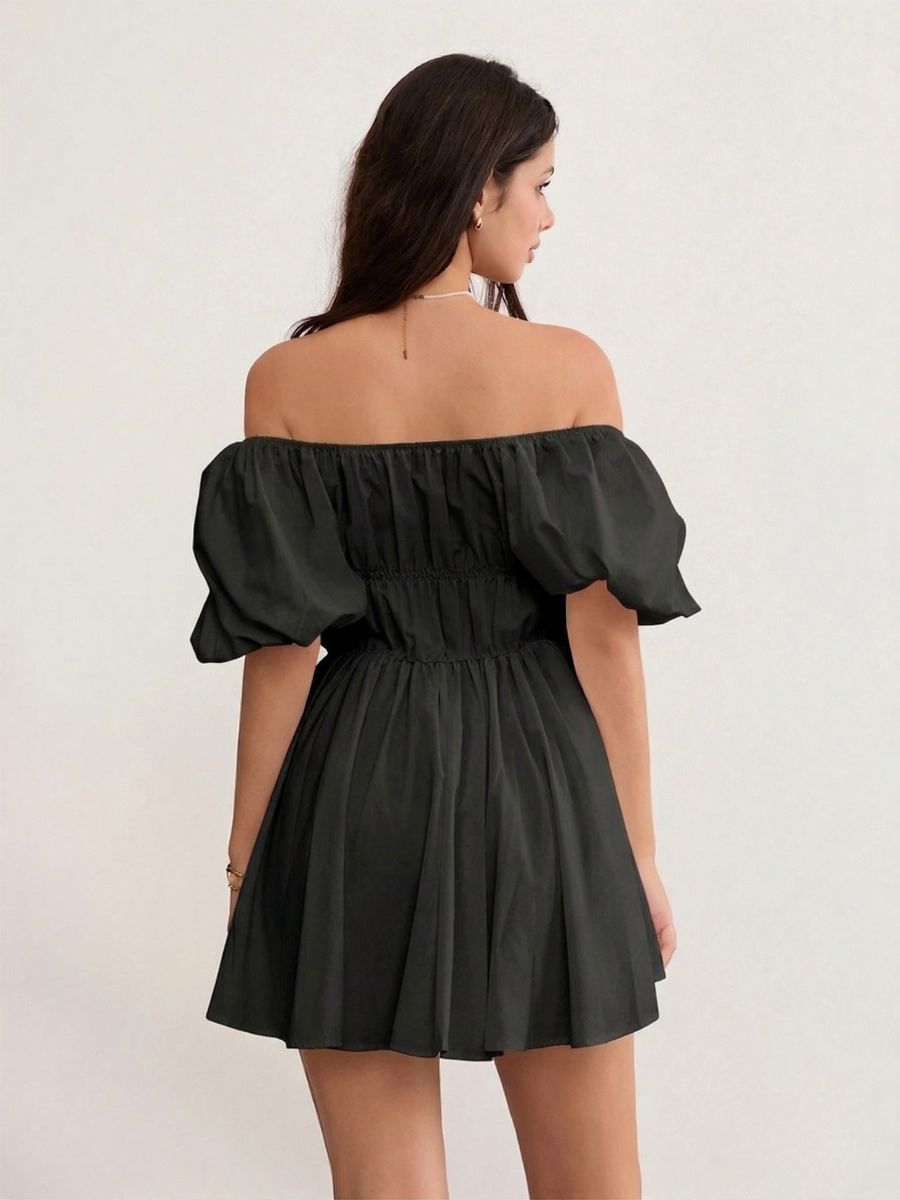 Robe bohème blanche décontractée à manches courtes
