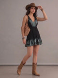 Robe bohème cow-girl occidentale imprimé floral